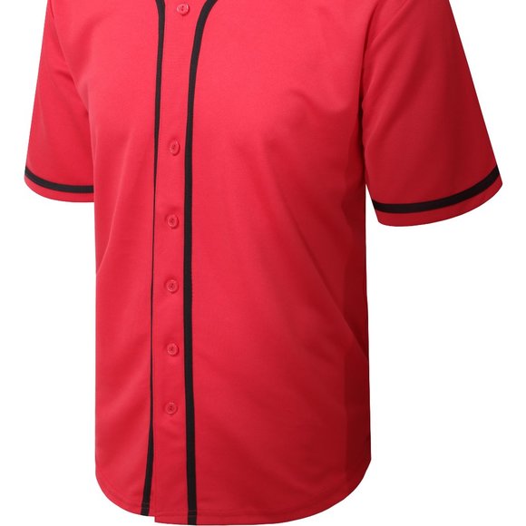 Men's Baseball Jersey Casual Sportwear in Red - Picture 3 of 7